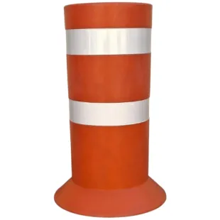 Słupek parkingowy blokujący ostrzegawczy | PCV, 90 cm, na stopie, gruby, szeroki